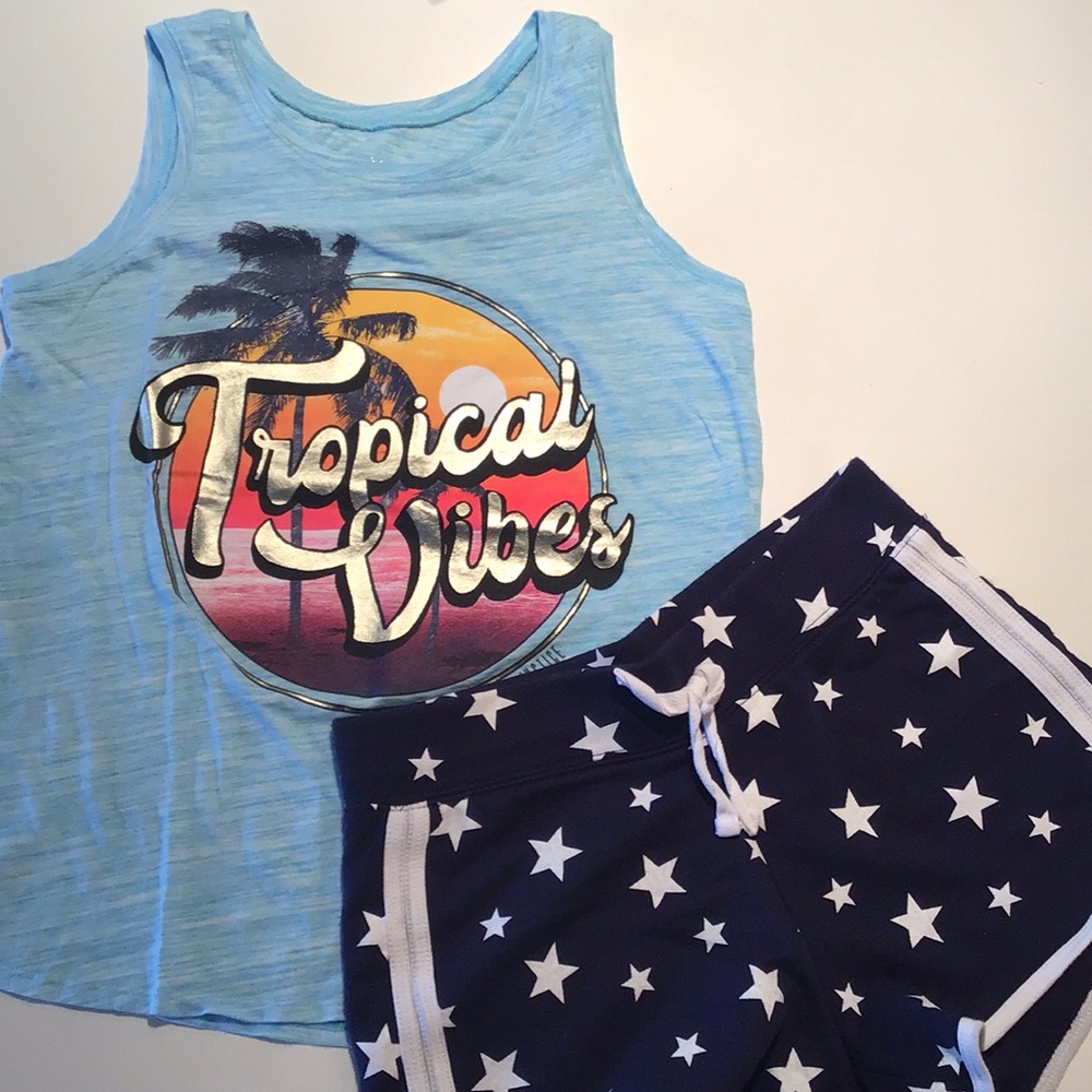Justice Tank-Top and Starry Shorts Sz 12